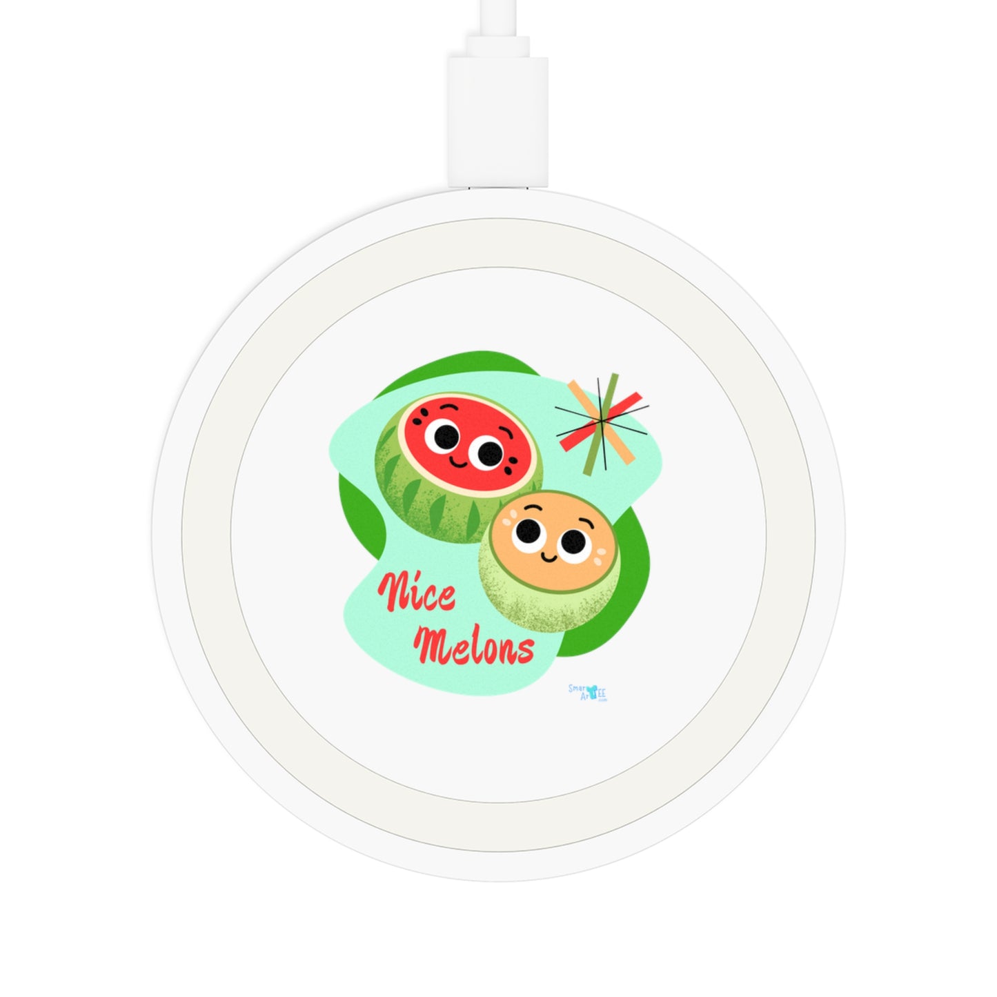 Cute Fruit Wireless Charging Pad - Nice Melons, Modern Gadget, Tech Accessory, Bundle With Air Pod Case, Fun Gift, Eco-Friendly