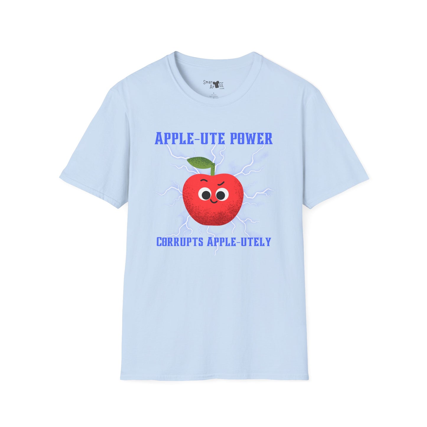 Cute Cartoon T-Shirt - 'Apple-Ute Power' Design, Fun Gift for Fruit Lovers, Casual Wear, Back to School, Gift for Teachers