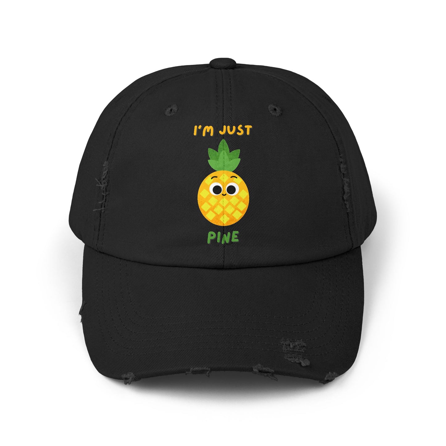 Cute Pineapple Distressed Cap, Fun Summer Pun Hats, Unisex Cap, Casual Beachwear, Perfect Gift for Fruit Lovers, Everyday Accessories