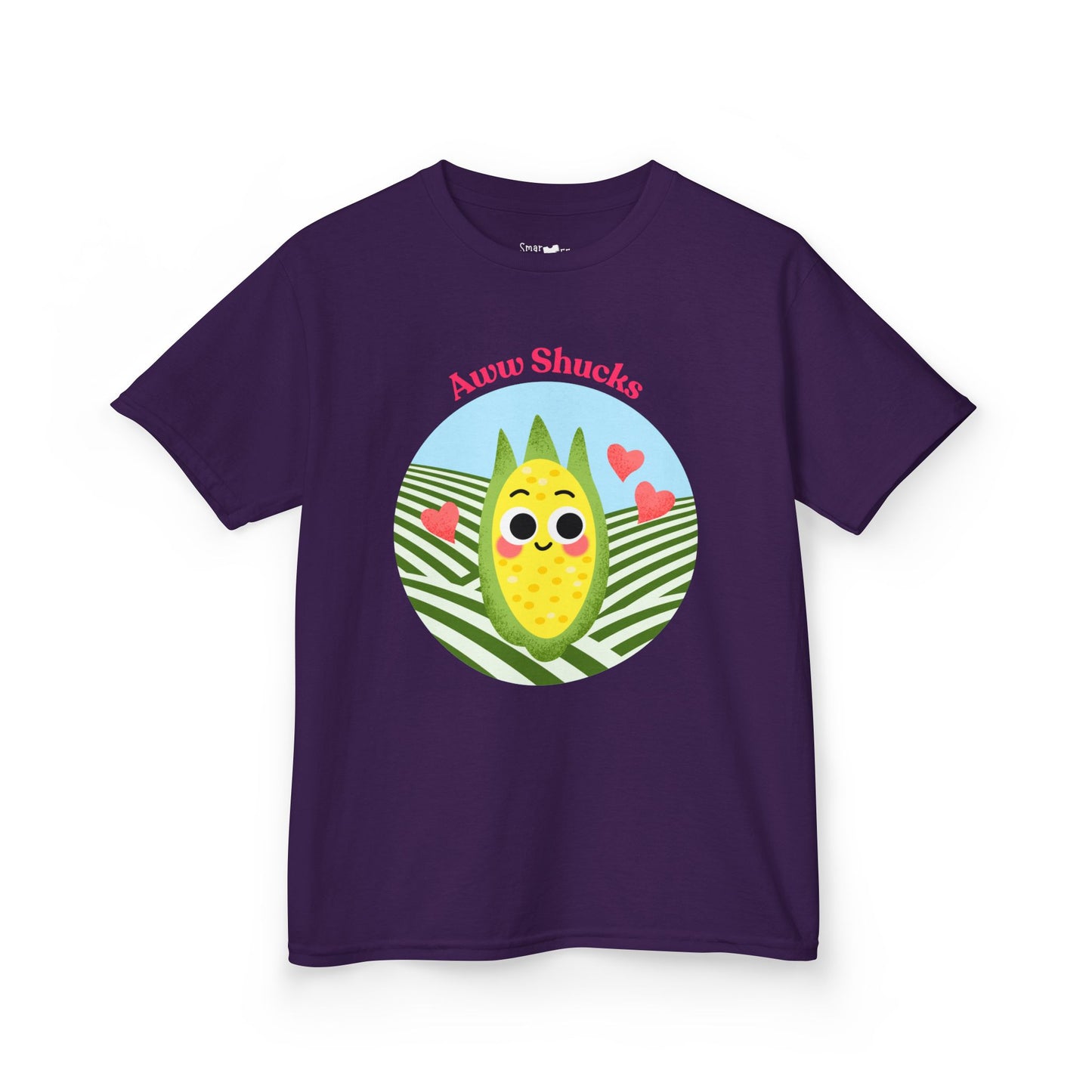 Cute Kids Tee with Aww Shucks Corn Design, Fun Summer Shirt for Children, Ideal for Birthdays, Playdates, and Family Outings, Youth Apparel