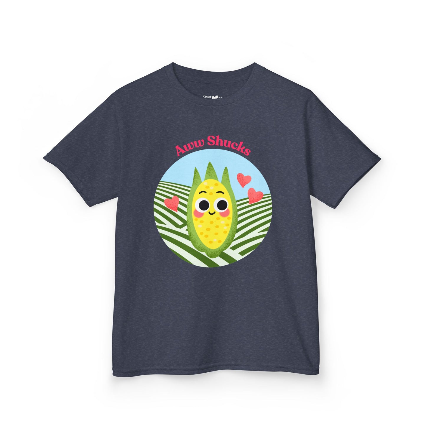Cute Kids Tee with Aww Shucks Corn Design, Fun Summer Shirt for Children, Ideal for Birthdays, Playdates, and Family Outings, Youth Apparel