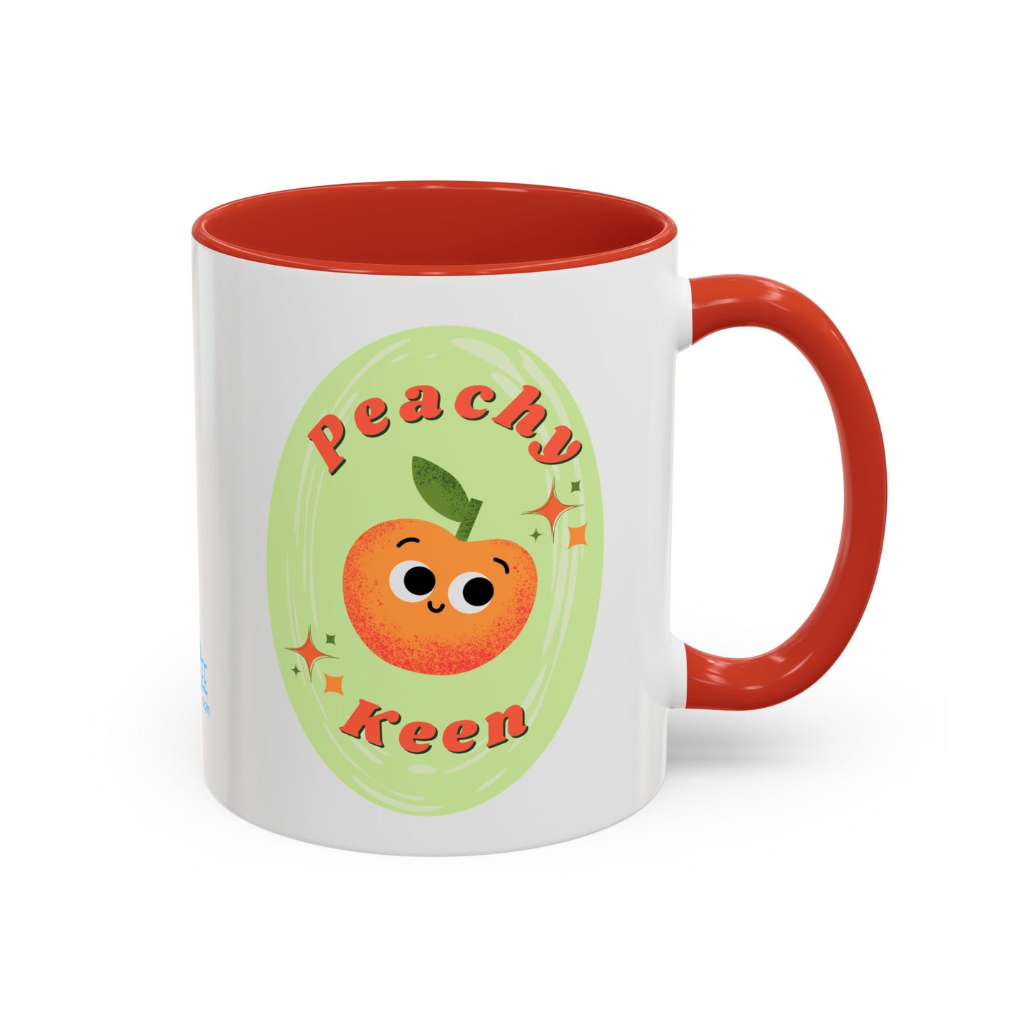 Peachy Keen Accent Coffee Mug - Fun Drinkware for Coffee Lovers, Gifts for Friends, Cute Kitchen Decor, Fruit-themed Mug, Unique Ceramics