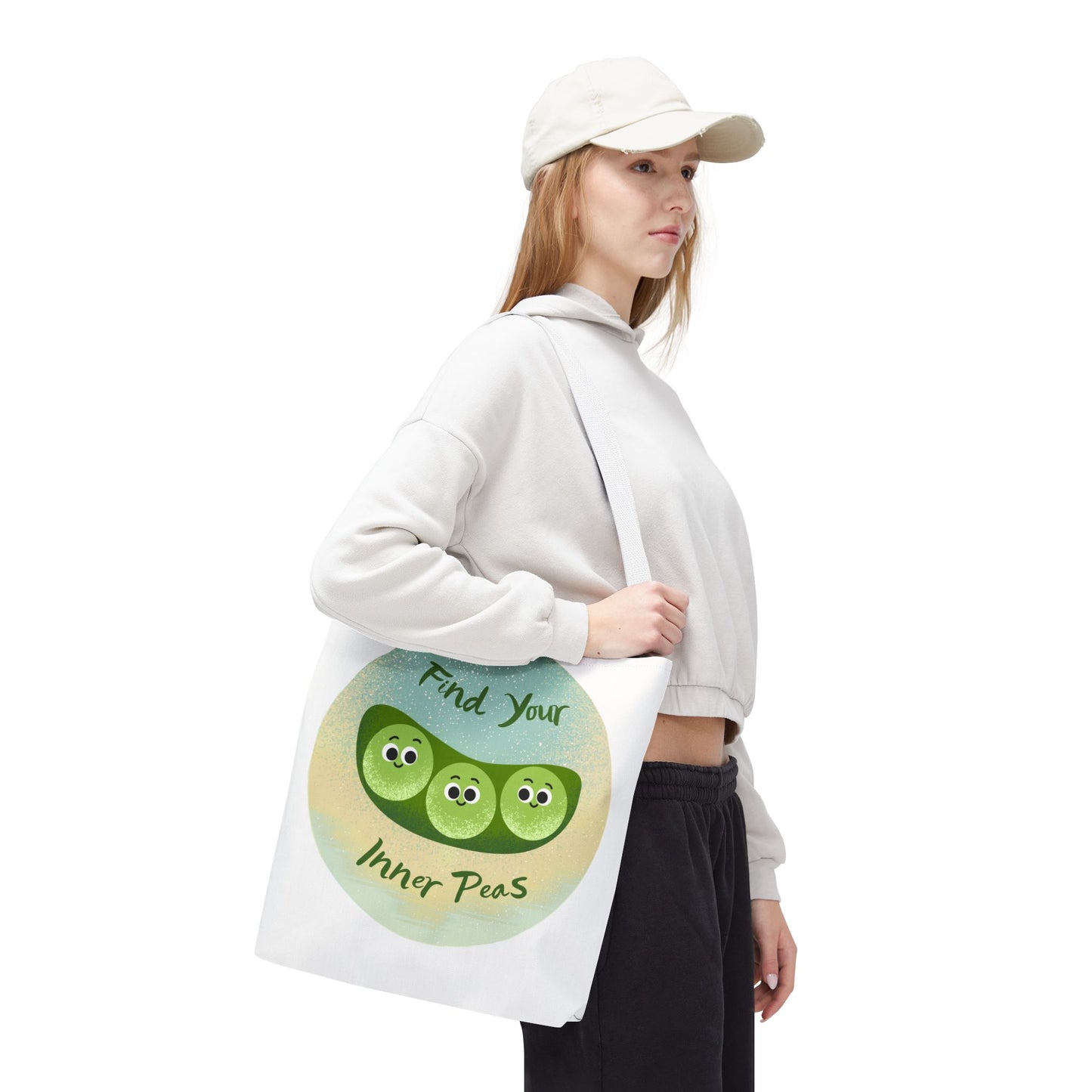 Whimsical Tote Bags - Find Your Inner Peas, Eco-Friendly Shopping Bag, Cute Gift for Gardeners, Motivational Tote, Fun Everyday Bag