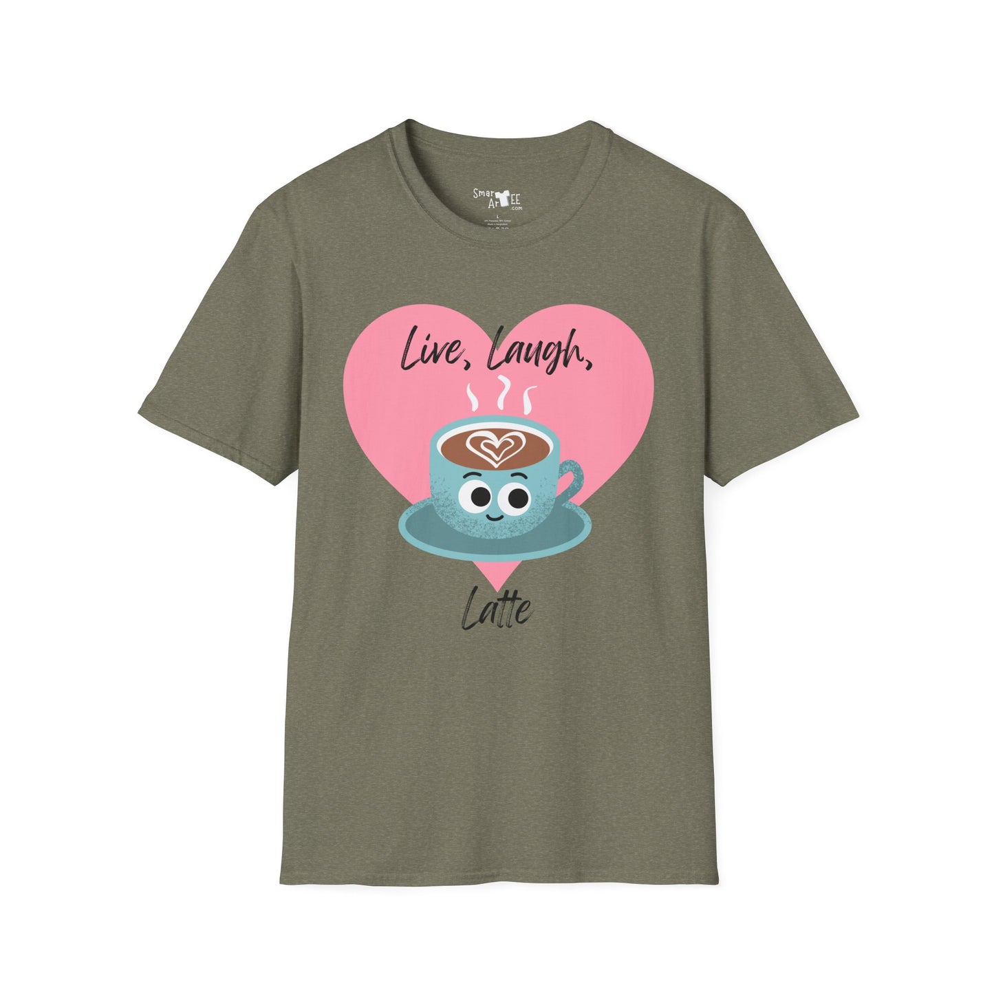 Cute Coffee Lover T-Shirt, Funny Gift for Barista, Softstyle Tee for Friends, Gift for Coffee Lovers, Live Laugh Latte Shirt