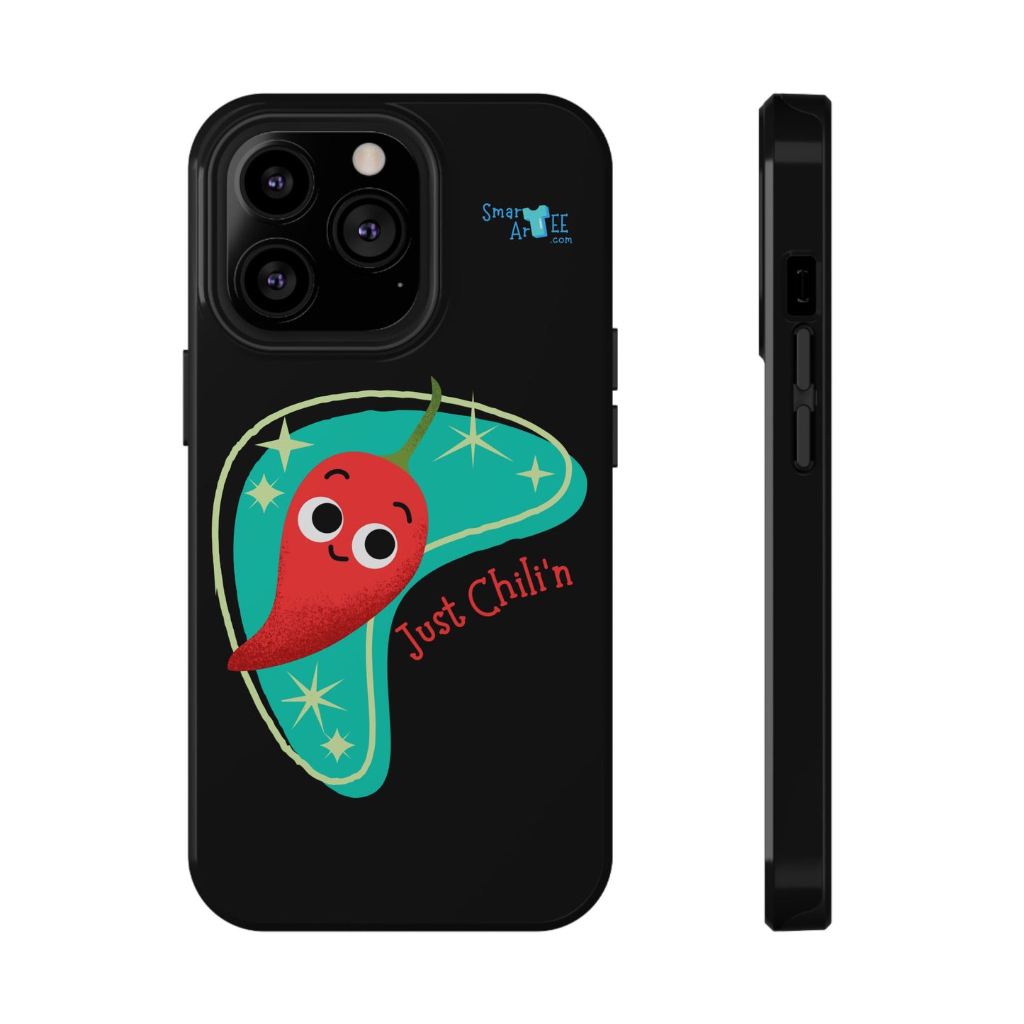Chili Themed Phone Case, Just Chilin' Design, Fun Accessory, Unique Gift, Vibrant Protection, Perfect for Foodies, Holiday Cheer