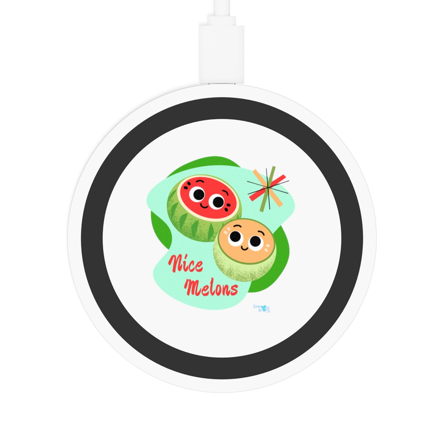 Cute Fruit Wireless Charging Pad - Nice Melons, Modern Gadget, Tech Accessory, Bundle With Air Pod Case, Fun Gift, Eco-Friendly