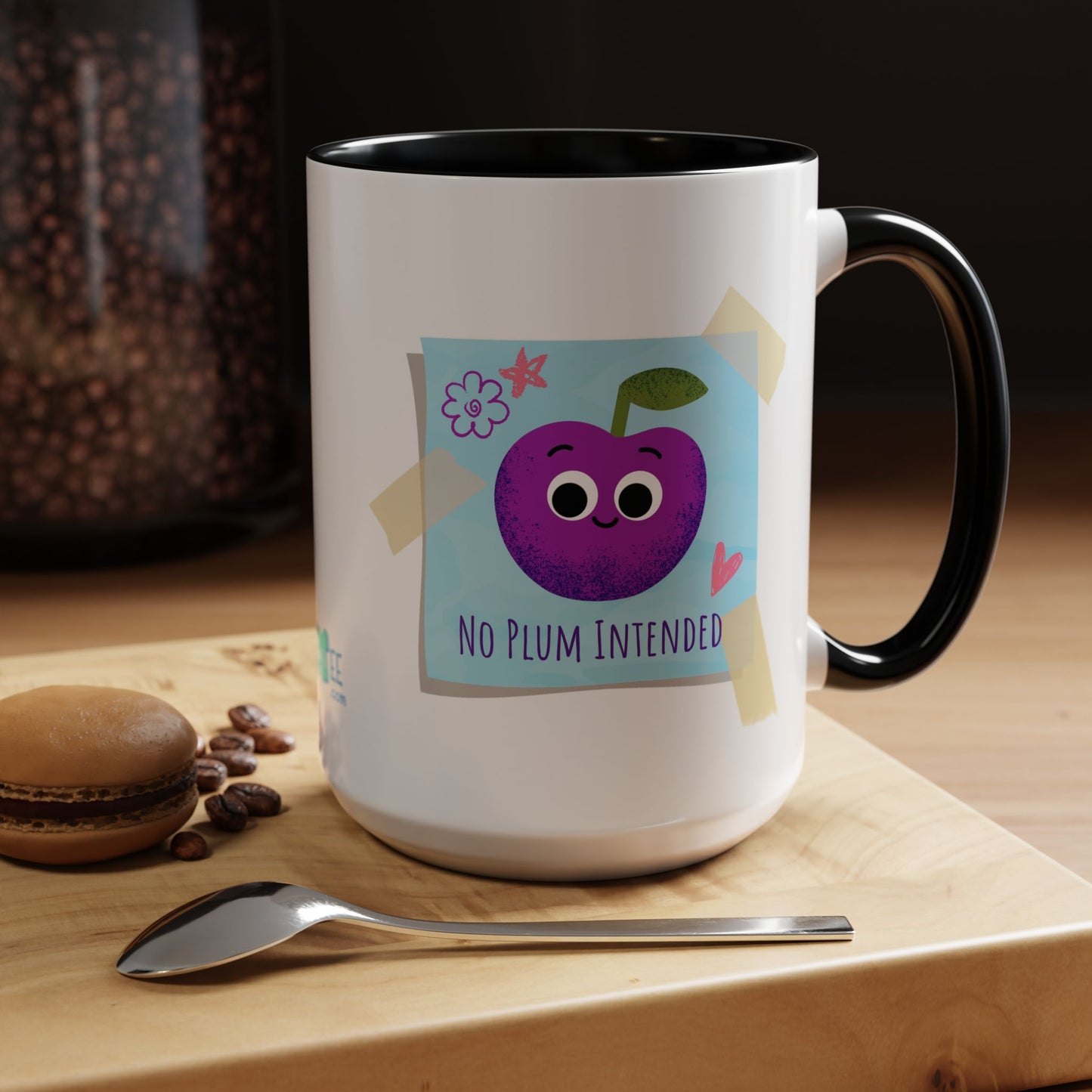 Playful Plum Coffee Mug, Cute Gift for Teachers, Friends, Humor Mug, Fun Kitchen Decor, Unique Cup for Any Occasion