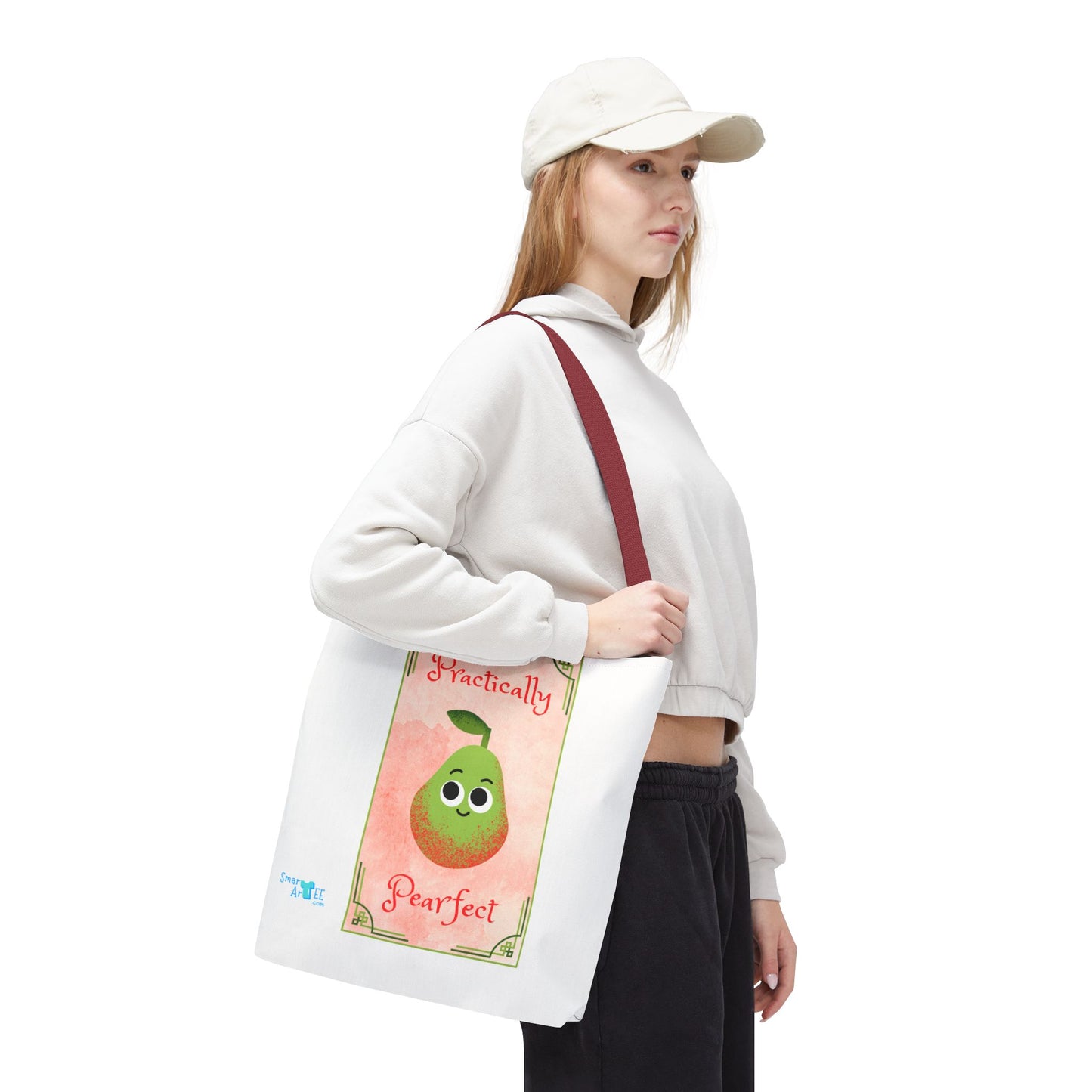 Whimsical Tote Bag - Practically Pearfeet, Cute Shopping Tote, Eco-Friendly Reusable Bag, Perfect Gift for Fruit Lovers, Summer Essential