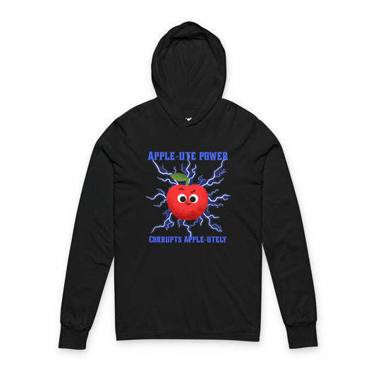 Apple Power Unisex Hooded Long Sleeve Shirt | Cute Fruit Pun, Funny Hooded Pullover, Unique Design