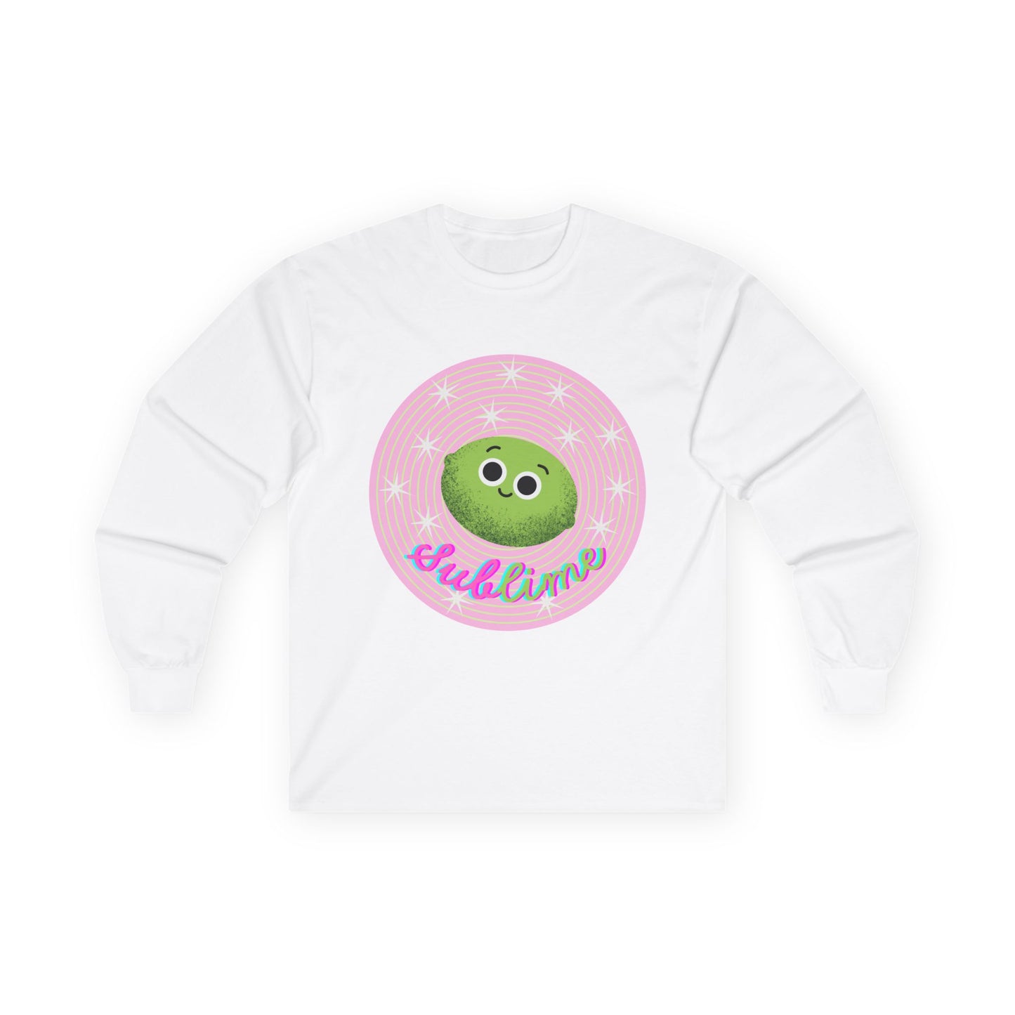 Sublime Lime Cute Graphic Long Sleeve Tee, Unisex Tee, Gift for All Ages, Casual Wear, Fruit Pun Apparel, Graphic Tee