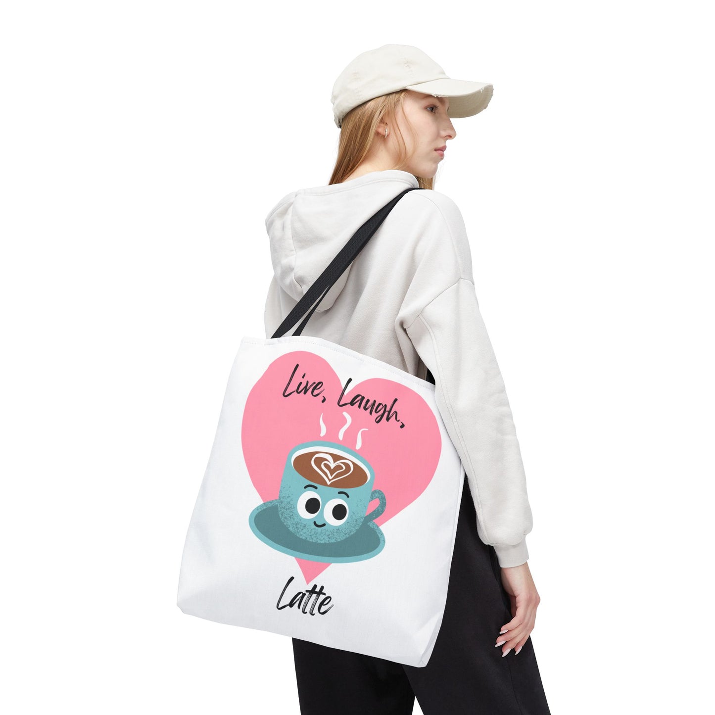 Cute Coffee Tote Bag - Live, Laugh, Latte - Perfect Gift for Coffee Lovers, Casual Carryall, Eco-Friendly, Everyday Use