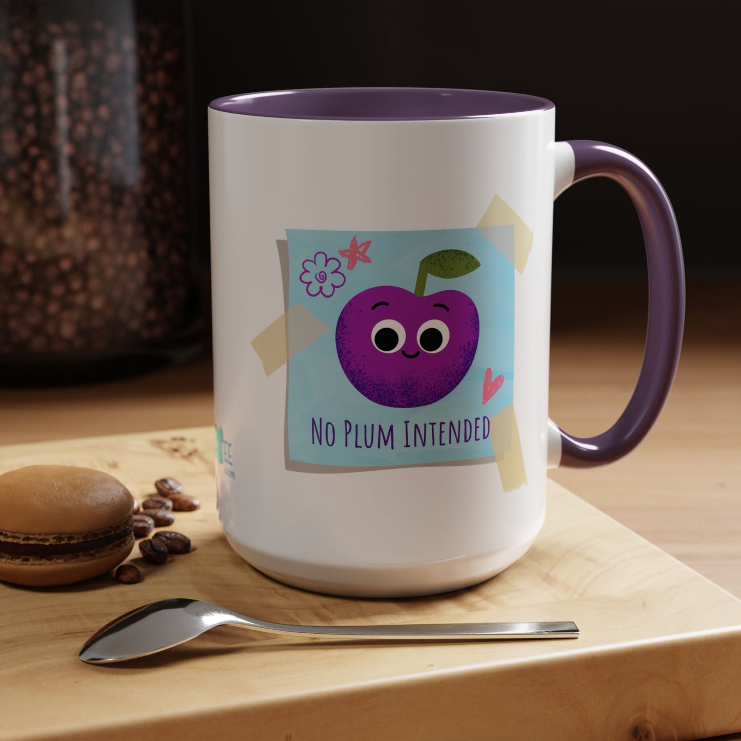 Playful Plum Coffee Mug, Cute Gift for Teachers, Friends, Humor Mug, Fun Kitchen Decor, Unique Cup for Any Occasion