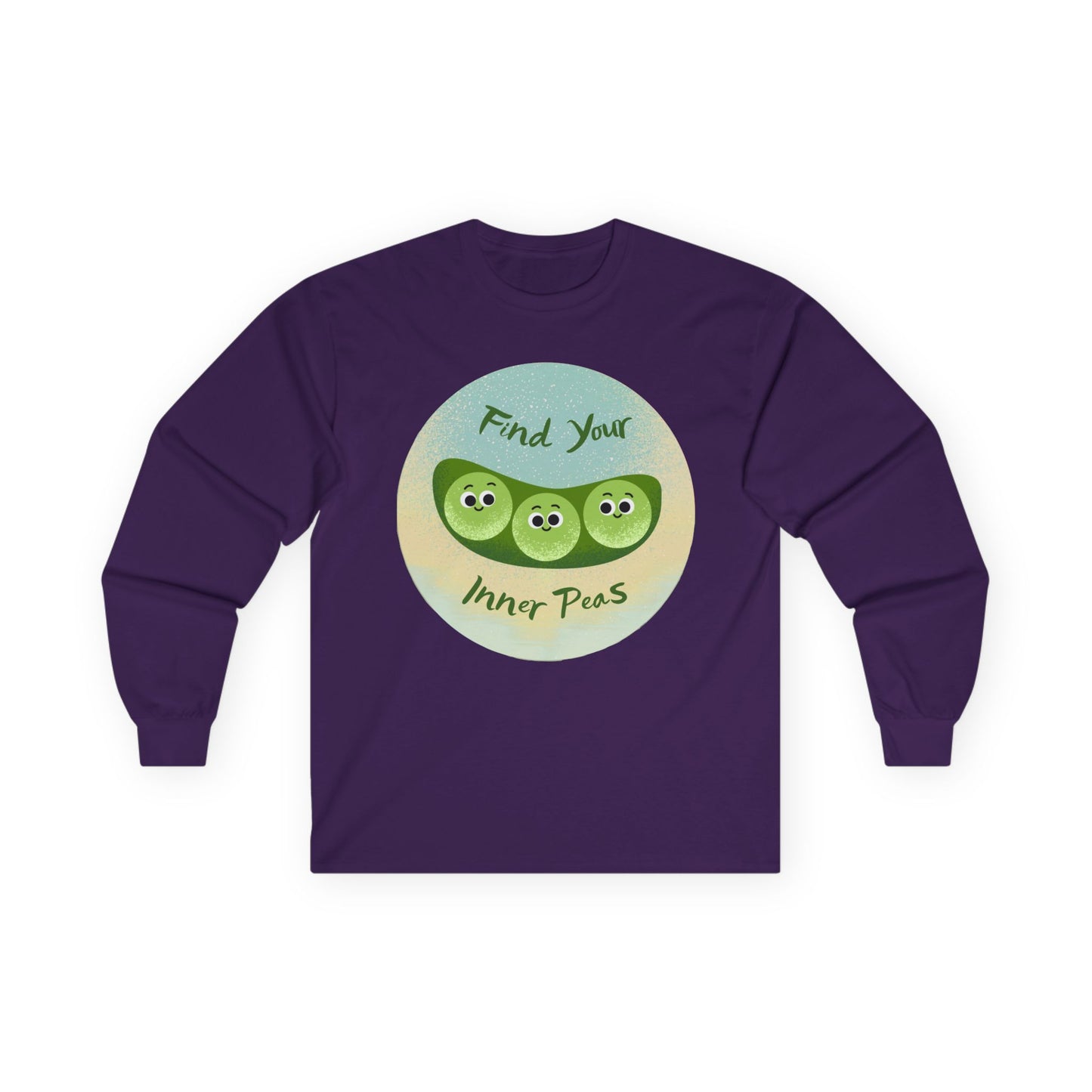 Find Your Inner Peas Long Sleeve Tees, Unisex Cotton Shirt, Cute Gift for Gardeners, Motivational Apparel, Farmhouse Decor Clothing