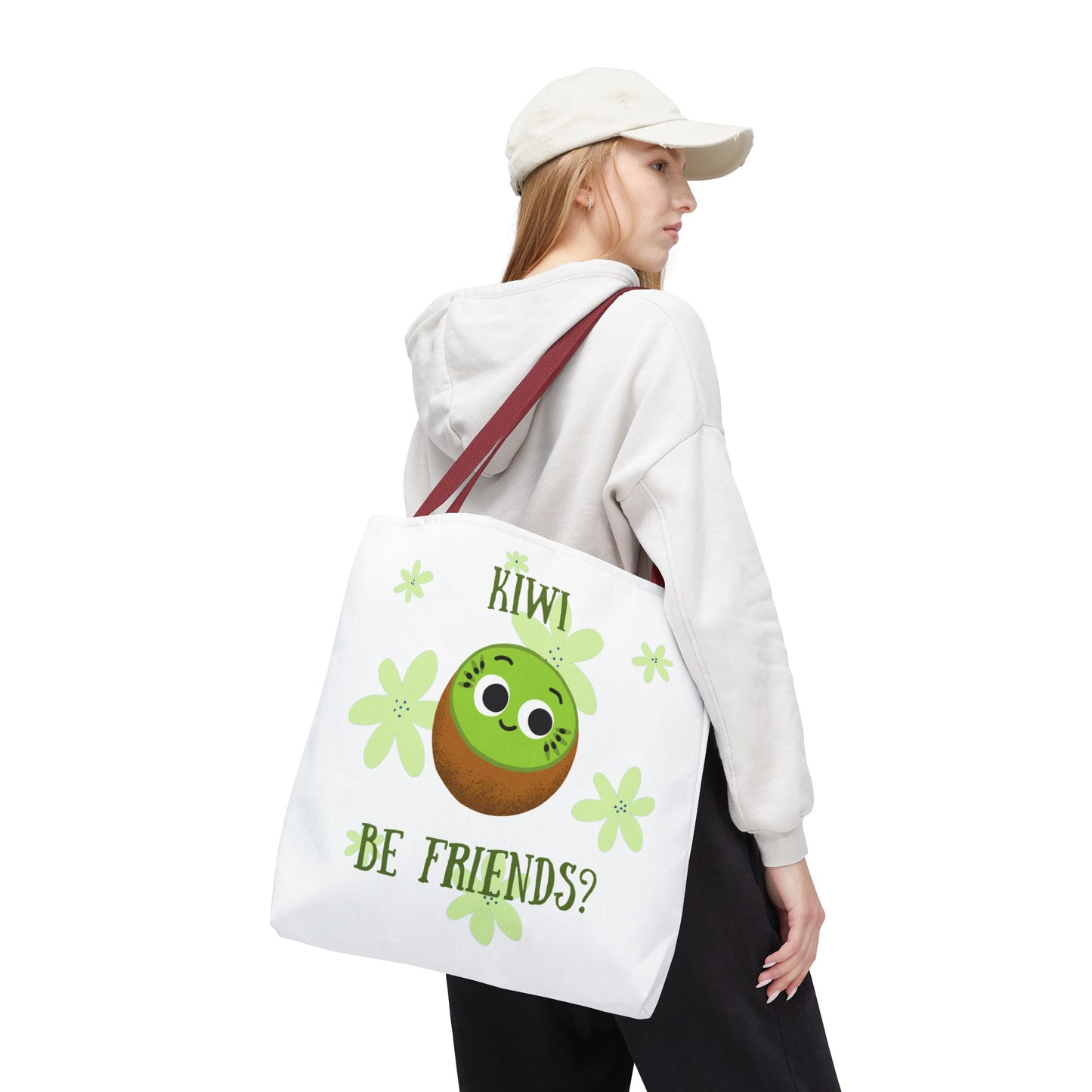 Cute Kiwi Friendship Tote Bag, Eco-Friendly Shopping Bag, Gift for Friends, Cute Grocery Bag, Colorful Beach Bag
