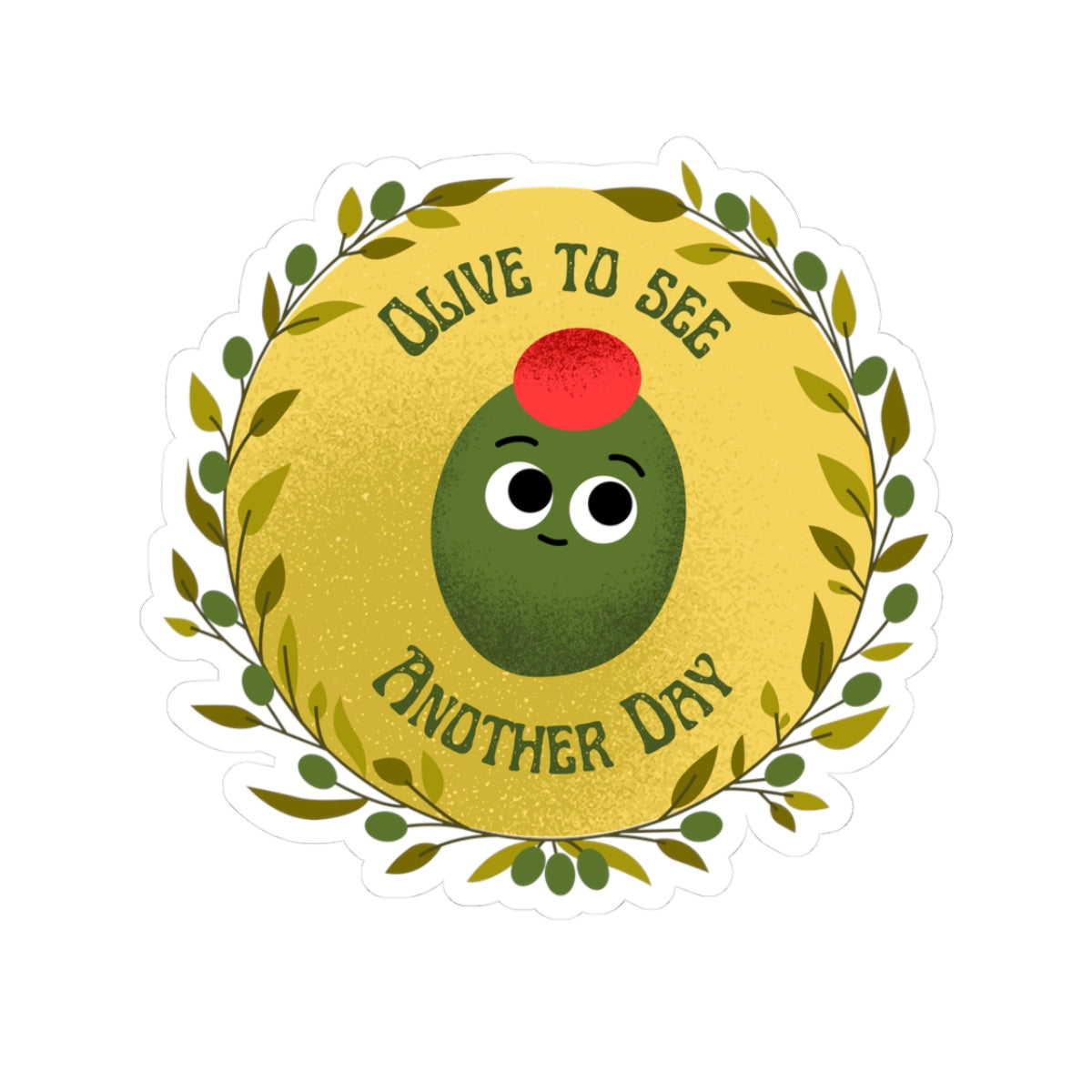 Whimsical Olive Stickers, Fun Laptop Decals, Cute Gift for Food Lovers, Cheerful Home Decor, Positive Vibe Stickers