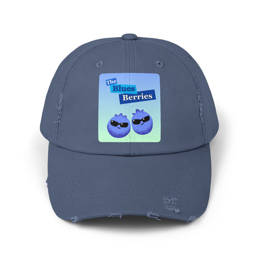 Unisex Distressed Cap with Blues Berries Design, Trendy Gift for Fruit Lovers, Cool Summer Accessory, Casual Outfit Essential, Fun Hats