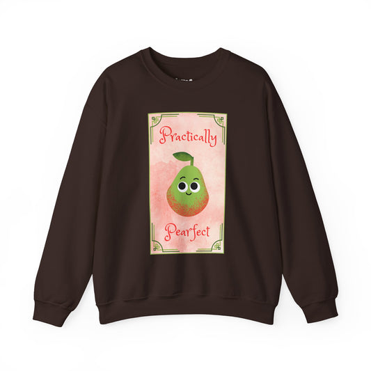 Practically Pearfect Crewneck Sweatshirt, Cute Sweatshirt, Unisex Clothing, Fruit Themed Apparel, Cozy Fashion, Casual Wear