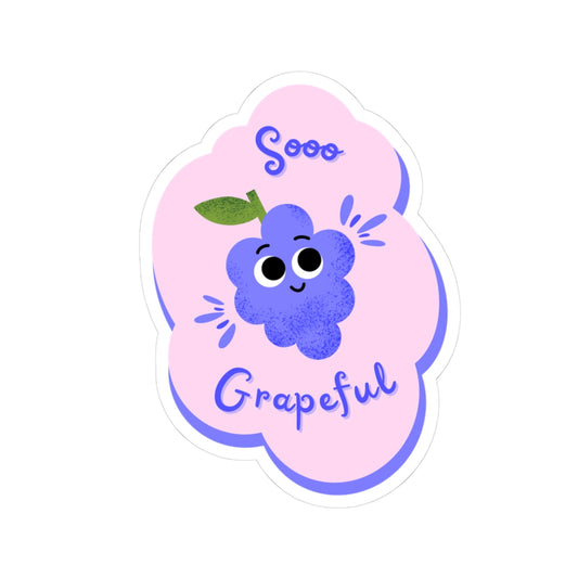 Cute Grapeful Kiss-Cut Stickers | Fun Laptop Decor, Gift for Friends, Cute Stationery, Planner Stickers, Whimsical Home Decor