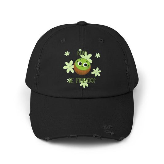 Kiwi Fruit Pun Distressed Cap, Unisex  Hat, Fun Casual Cap, Trendy Hats, Holiday Gift for Friends