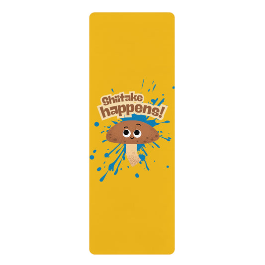 Shiitake Happens Rubber Yoga Mat | Fun Fitness Gear, Eco-Friendly Exercise Mat, Yoga Gifts, Home Workout Essentials, Unisex Gym Mat