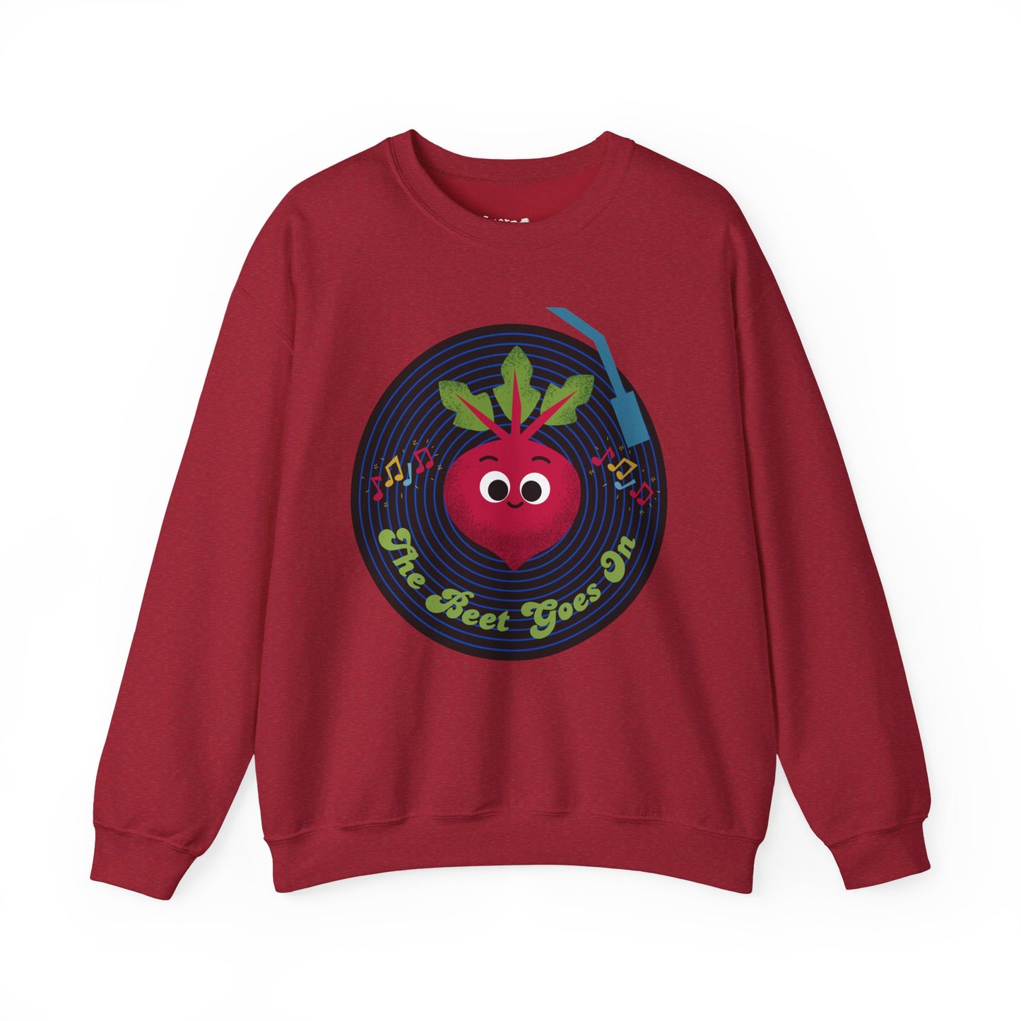 The Beet Goes On Funny Pun Crewneck Sweatshirt, Cozy Fall Apparel, Unisex Design, Casual Wear, Great Gift Idea