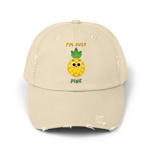 Cute Pineapple Distressed Cap, Fun Summer Pun Hats, Unisex Cap, Casual Beachwear, Perfect Gift for Fruit Lovers, Everyday Accessories