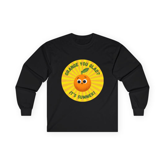 Summer Vibes Long Sleeve Tees - Fun Orange Design, Cute Gift for Sunny Days, Perfect for Casual Outings, Festivals, and Birthdays