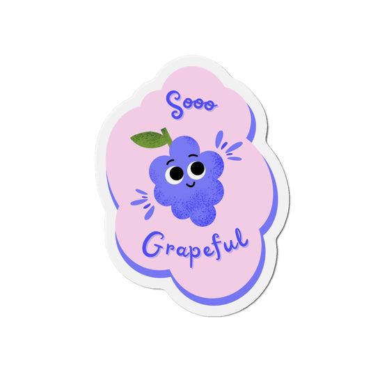 Soo Grapeful Die-Cut Magnet, Cute Refrigerator Magnet, Fun Gift Idea, Kitchen Decor, Berry-Themed Accent, Unique Fruit Decoration