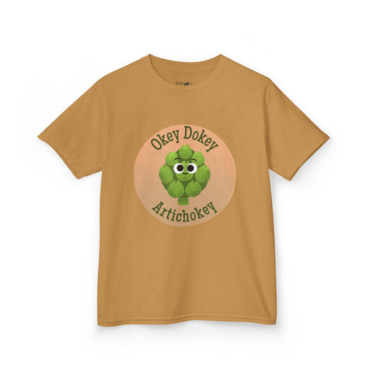 Kids Funny Graphic Tee with 'Okey Dokey Artichokey' Design, Cute Kids Shirt, Playful Apparel, Gift for Children, Summer Wear