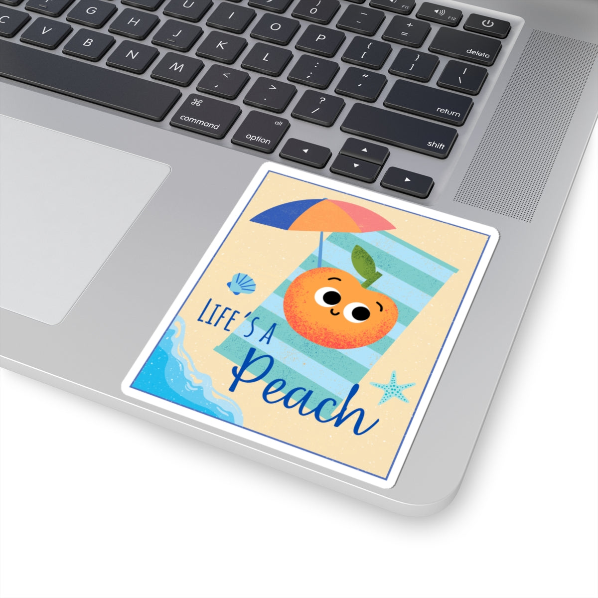 Cute Peach Kiss-Cut Stickers, Whimsical Laptop Decal, Summer Vibes, Beach Decor, Fun Gifts for Friends, Life's a Peach
