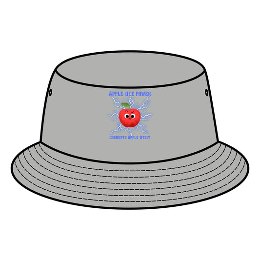 Apple Bite Power Bucket Hat | Fun Fruit Pun Summer Accessory | Gift for Fruit Lovers, Trendy Fashion, Casual Outdoor Wear, Festival Hats