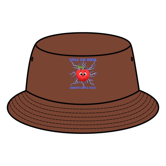 Apple Bite Power Bucket Hat | Fun Fruit Pun Summer Accessory | Gift for Fruit Lovers, Trendy Fashion, Casual Outdoor Wear, Festival Hats