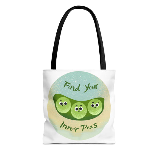 Whimsical Tote Bags - Find Your Inner Peas, Eco-Friendly Shopping Bag, Cute Gift for Gardeners, Motivational Tote, Fun Everyday Bag