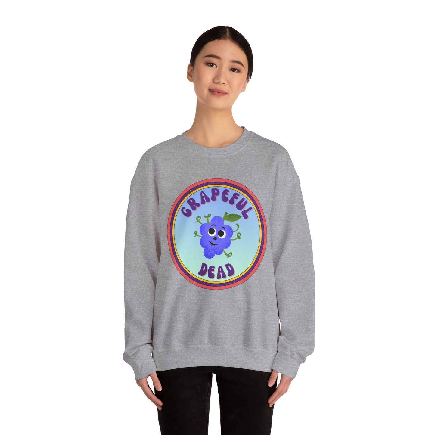 Grapeful Dead Crewneck Sweatshirt - Funny Fruit Pun Design, Cozy Whimsical Sweatshirt, Great Gift Idea