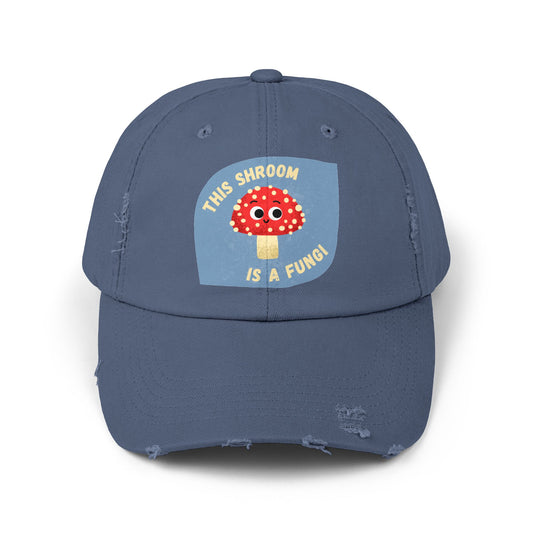 Whimsical Unisex Distressed Cap, Fun Hats for Fungi Lovers, Playful Accessories, Gift for Nature Enthusiasts, Trendy Casual Wear