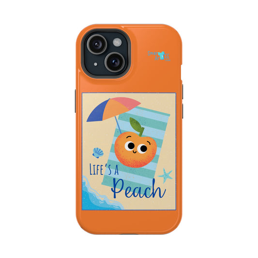 Cute Life's a Peach Phone Case, Impact-Resistant Cell Phone Cover, Summer Accessory, Gift for Fruit Lovers, Beach Vibes