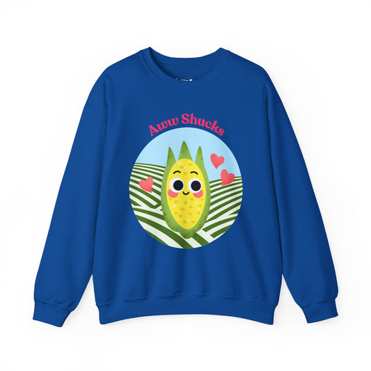 Cute Corn Sweatshirt, Aww Shucks Crewneck, Cozy Fall Apparel, Gift for Foodies, Cute Kitchen Sweatshirt, Unisex Sweater