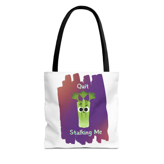 Playful Celery Tote Bag - "Quit Stalking Me" - Funny Shopping Bag, Gift for Veggie Lovers, Gym, Market, Eco-Friendly Bag