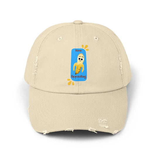Unisex Distressed Cap with Fun Banana Pun Graphic, Casual Hat Gift for Friends, Summer Accessory, Birthday Present, Trendy Hats