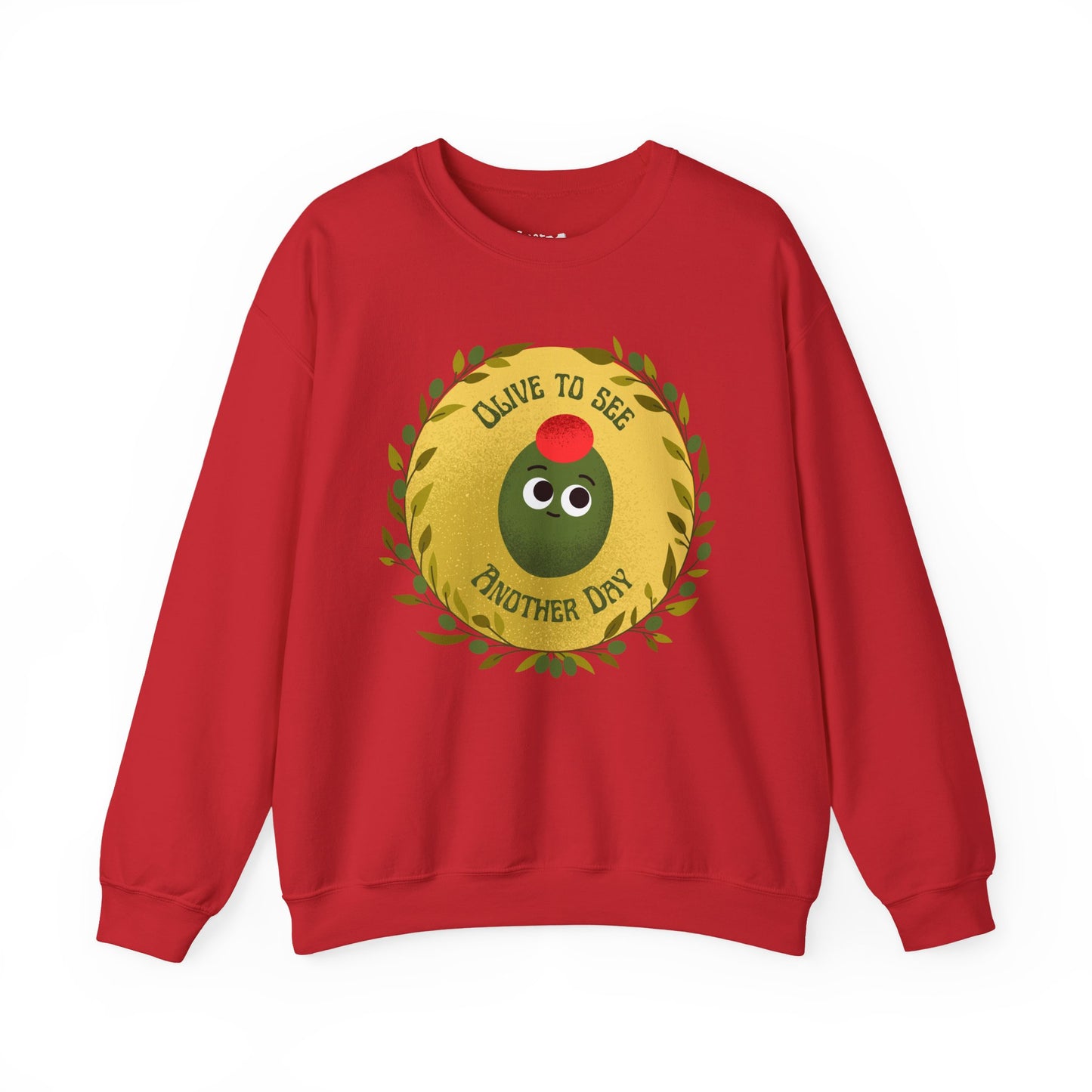 Olive To See Another Day Unisex Crewneck Sweatshirt, Funny Vegetable Pun, Witty Whimsical Design, Relaxed Comfort, Great Gift Idea