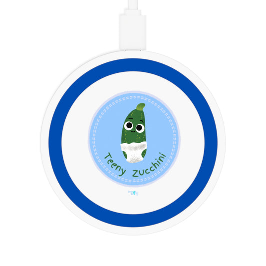Cute Teeny Zucchini Wireless Charging Pad, Quirky Desk Accessory, Fun Gift for Veggie Lovers, Eco-Friendly Tech, Bundle With Air Pod Case