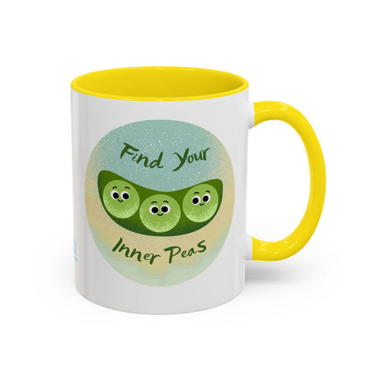 Find Your Inner Peas Coffee Mug - Fun Gift for Veggie Lovers, Cute Tea Cup, Green Peas Decor, Eco-Friendly Kitchenware, Whimsical Drinkware