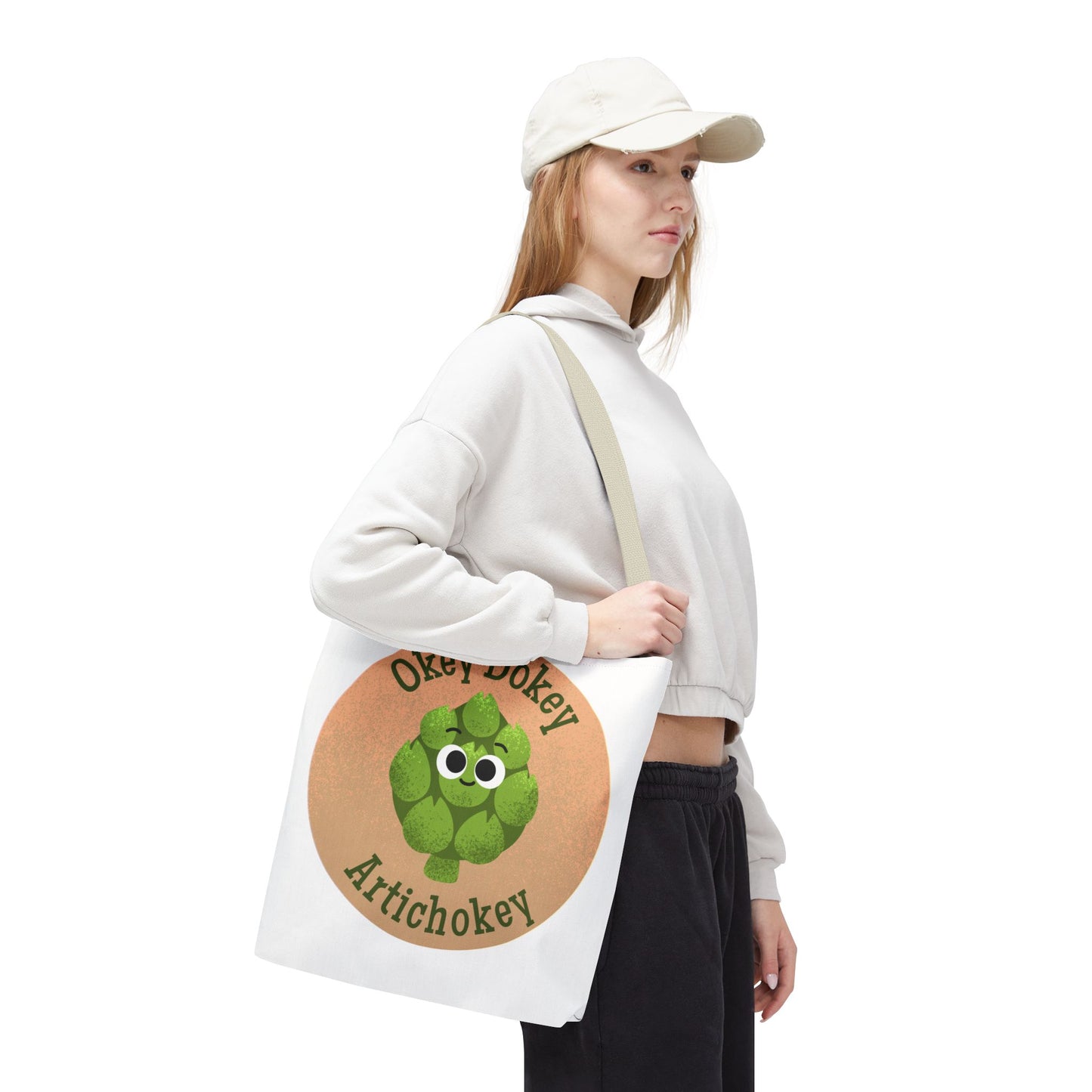 Playful Artichoke Tote Bag - Okey Dokey, Reusable Shopping Tote, Eco-Friendly Gift, Fruits & Veggies Lover, Cute Grocery Bag