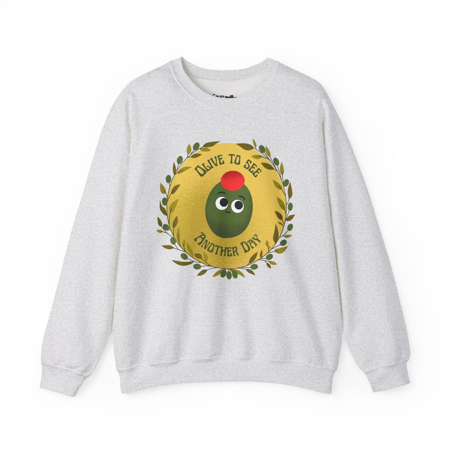 Olive To See Another Day Unisex Crewneck Sweatshirt, Funny Vegetable Pun, Witty Whimsical Design, Relaxed Comfort, Great Gift Idea