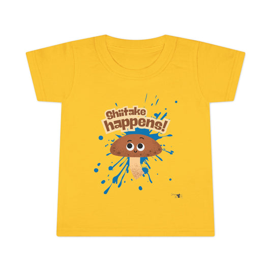 Whimsical Toddler Shirt - 'Shiitake Happens!' Fun Gift for Little Ones, Cute Kids Apparel, Playful Birthday Shirt