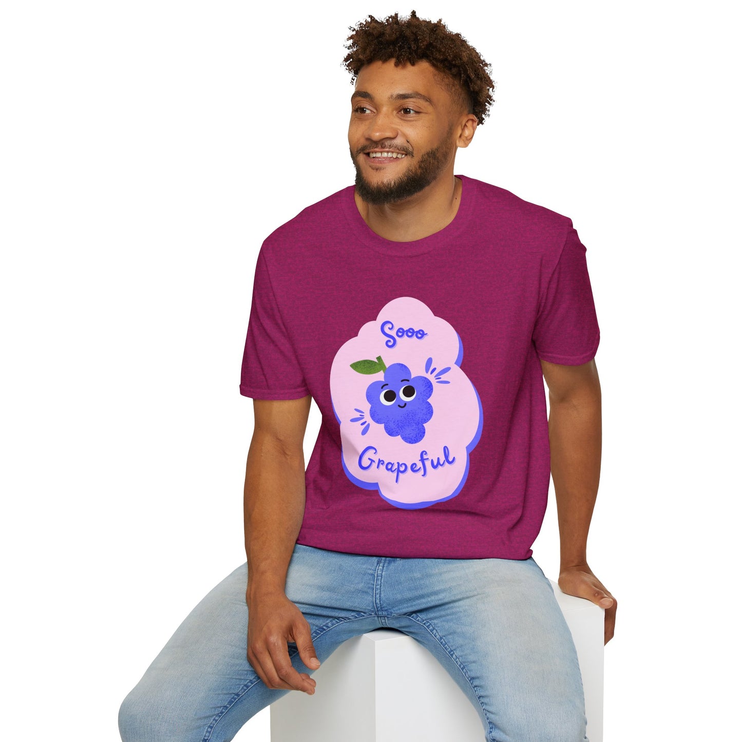Sooo Grapeful Unisex Softstyle T-Shirt - Cute and Quirky Graphic Tee for Everyday Comfort | Perfect Gift for Fruit Lovers and Summer Fun