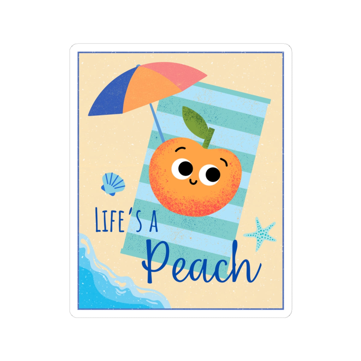 Cute Peach Kiss-Cut Stickers, Whimsical Laptop Decal, Summer Vibes, Beach Decor, Fun Gifts for Friends, Life's a Peach