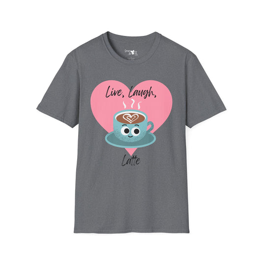 Cute Coffee Lover T-Shirt, Funny Gift for Barista, Softstyle Tee for Friends, Gift for Coffee Lovers, Live Laugh Latte Shirt