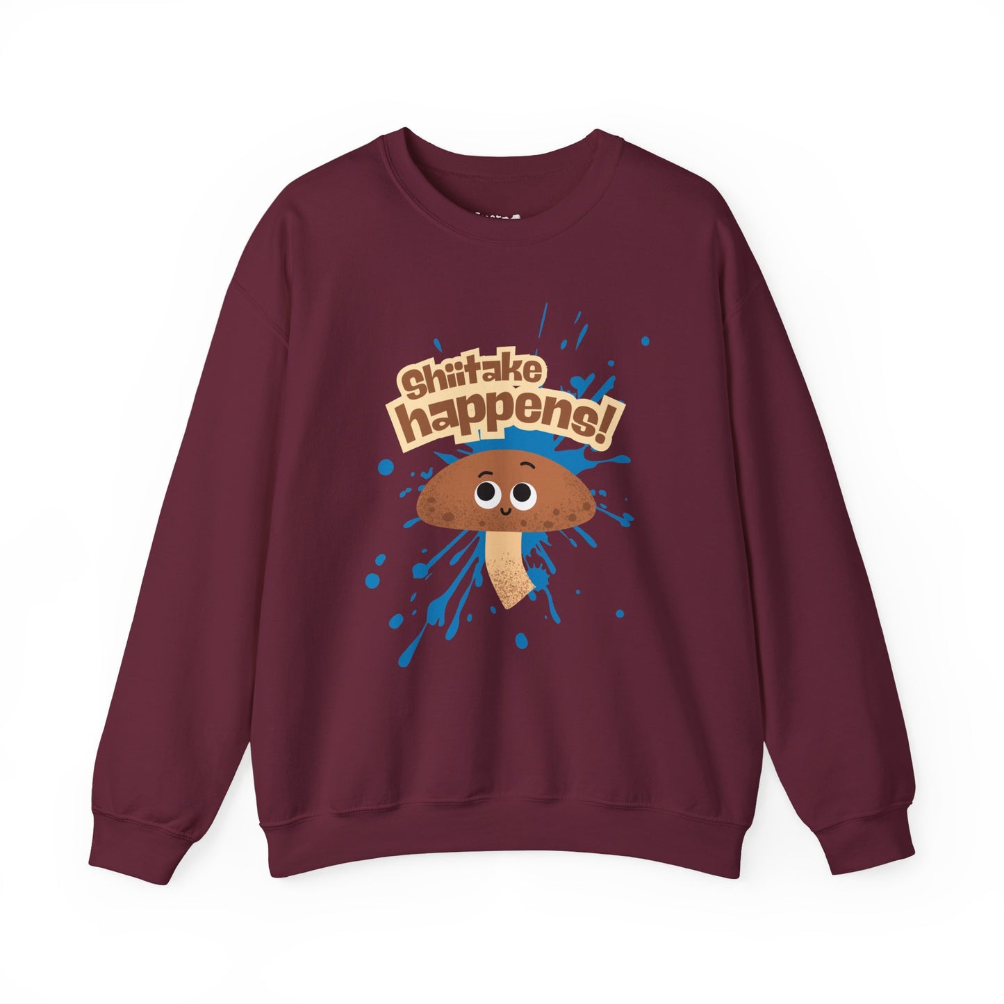 Shiitake Happens Crewneck Sweatshirt, Whimsical Fall Fashion, Unisex Styling, Great Gift Idea