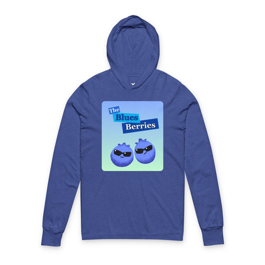Cool Blues Berries Unisex Hooded Long Sleeve Shirt, Fun Summer Top, Gift for Berry Lovers, Cute Graphic Pun Shirt, Leisure Wear
